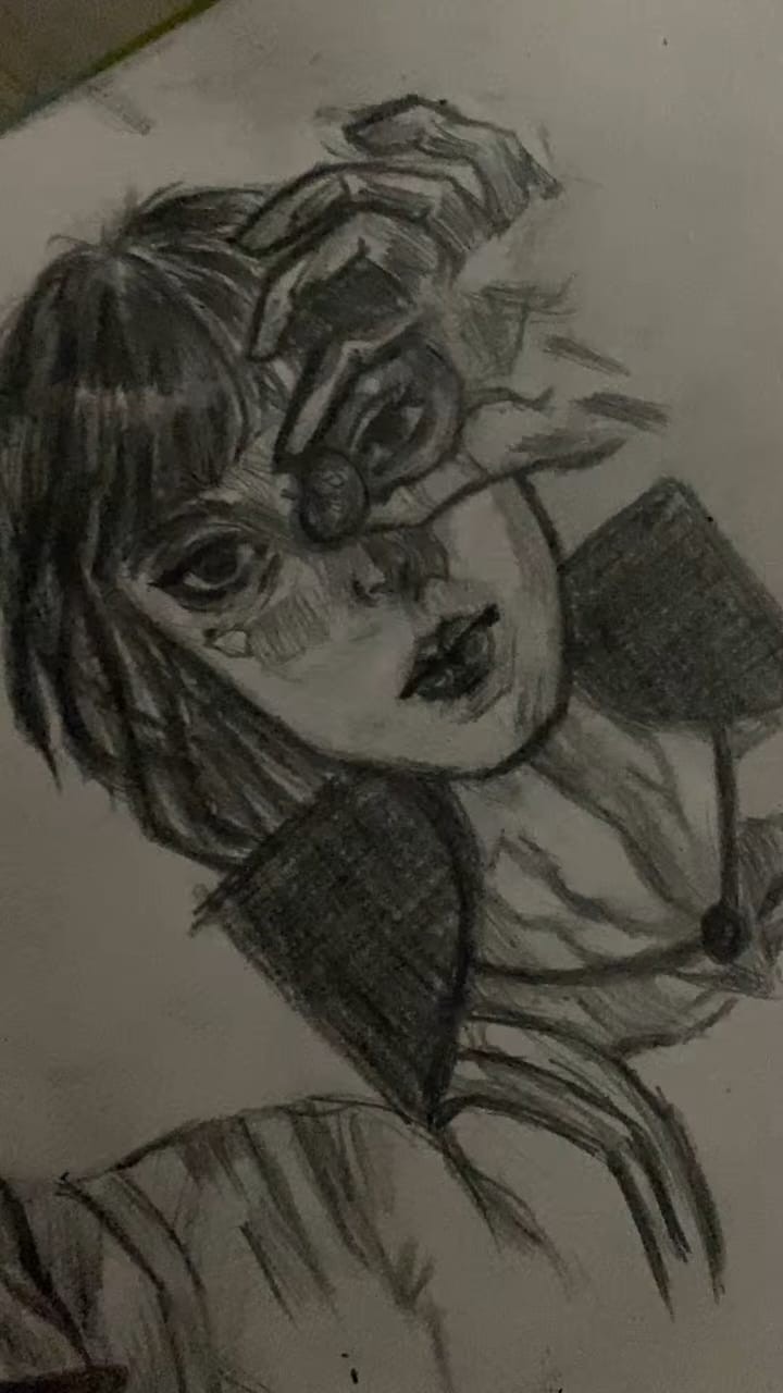 Expressive graphite sketch of a figure with a hand over the face